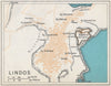 LINDOS vintage town city map plan. Rhodes, Dodecanese, Greece 1967 old