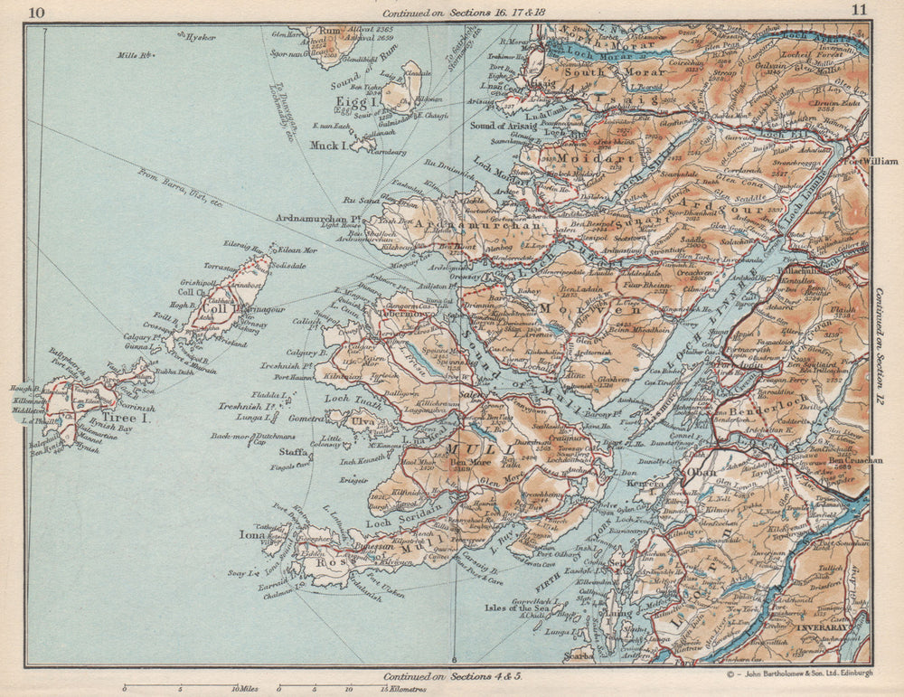 SCOTTISH HIGHLANDS. Mull Loch Linnhe. Coll Eigg Tiree. Vintage map plan 1959