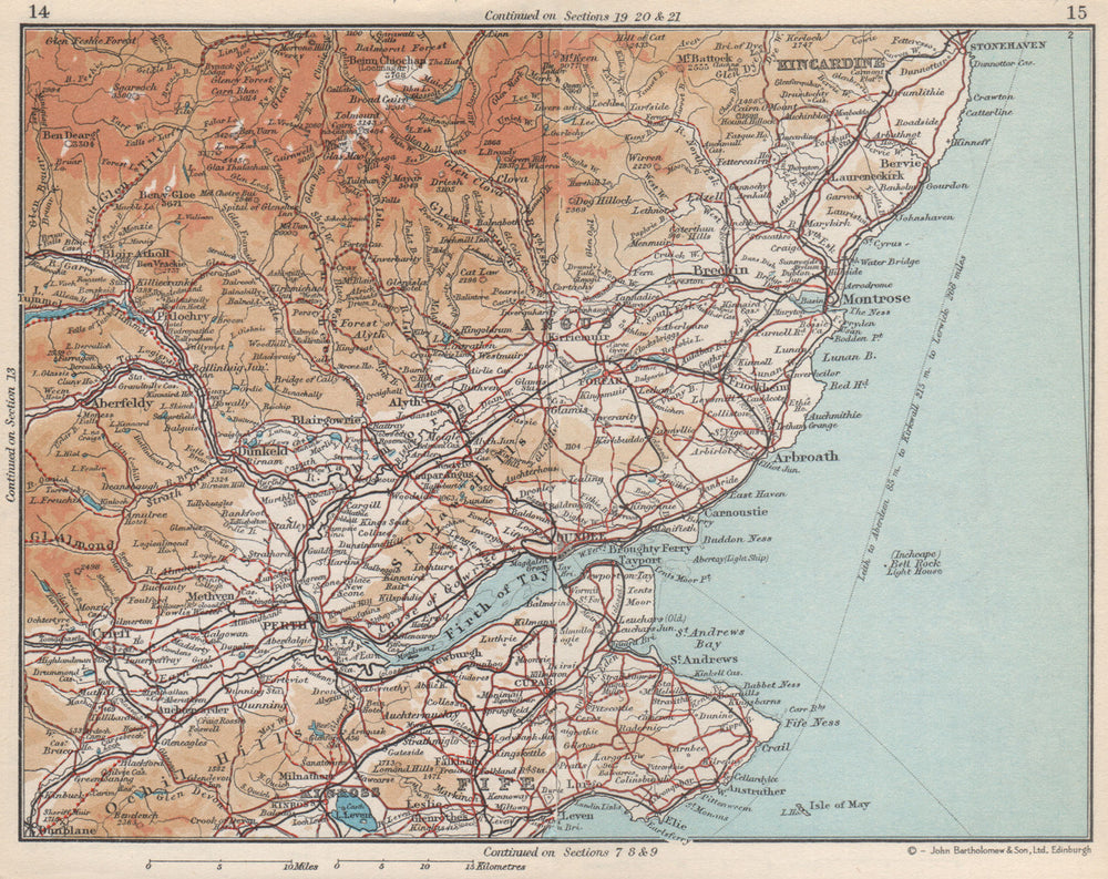 SCOTLAND EAST. Tayside & Fife. Firth of Tay. Vintage map plan 1959 old