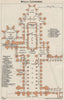 WELLS cathedral vintage floor plan. Somerset 1957 old vintage map chart