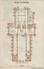 RIPON cathedral vintage floor plan. Yorkshire 1957 old vintage map chart