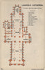 LICHFIELD cathedral vintage floor plan. Staffordshire 1939 old vintage map
