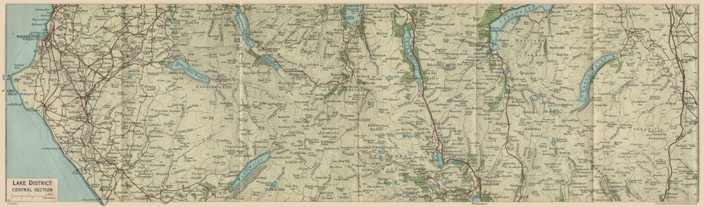LAKE DISTRICT CENTRE Ullswater Ambleside Thirlmere Borrowdale Cumbria 1939 map