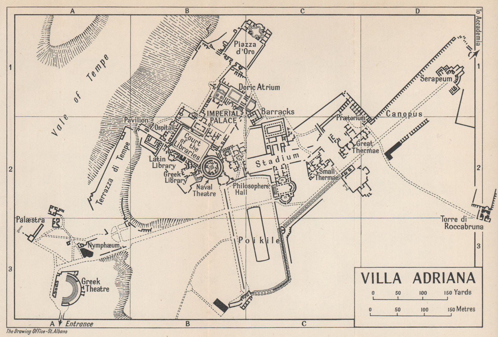 villa-adriana-hadrian-s-villa-ground-plan-pianta-mappa-tivoli-1956