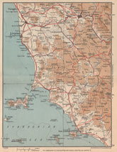 TUSCANY COAST. Toscana Livorno Elba Firenze Pisa Florence. Italy 1956 old map