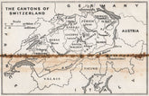 THE CANTONS OF SWITZERLAND. Vintage map plan. Cities Towns 1963 old