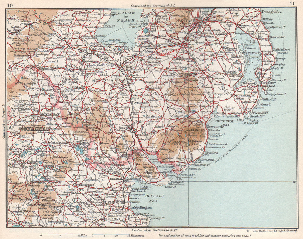 ULSTER. Down Armagh Monaghan. Louth. Belfast. Vintage map plan. Ireland 1962