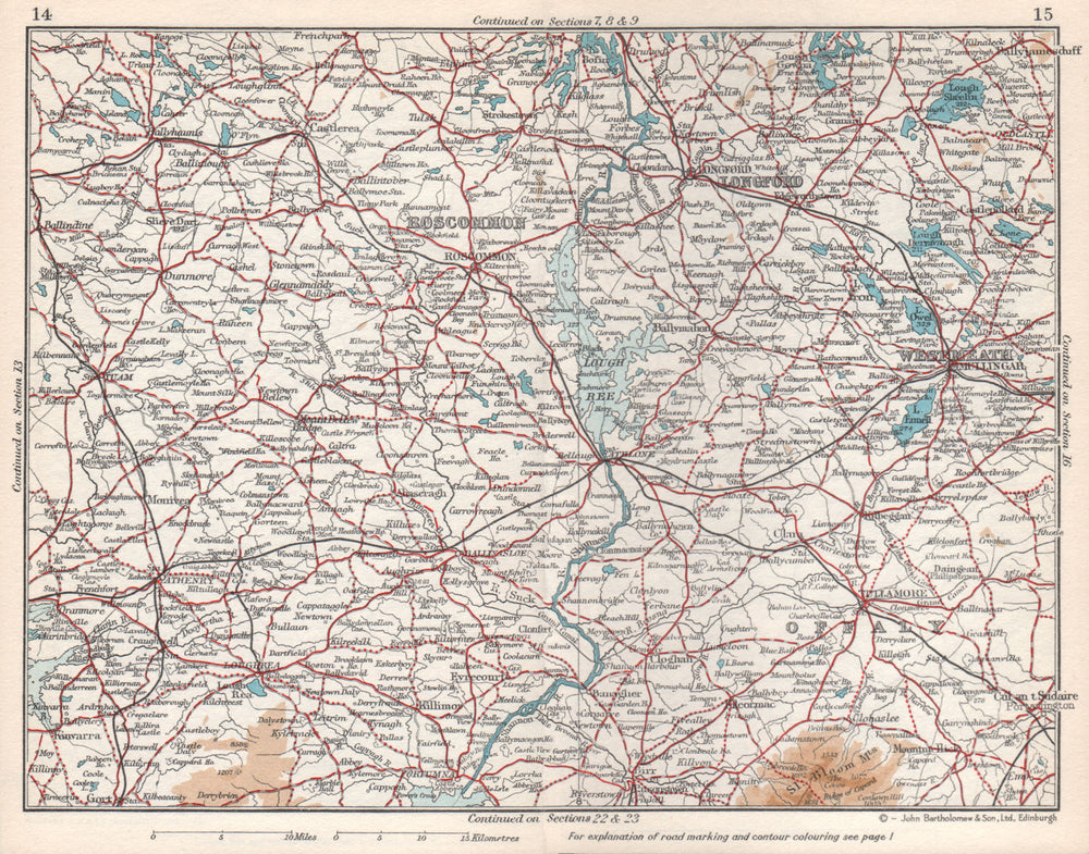IRELAND MIDLANDS. Roscommon Longford Westmeath Offaly Galway. Vintage map 1962