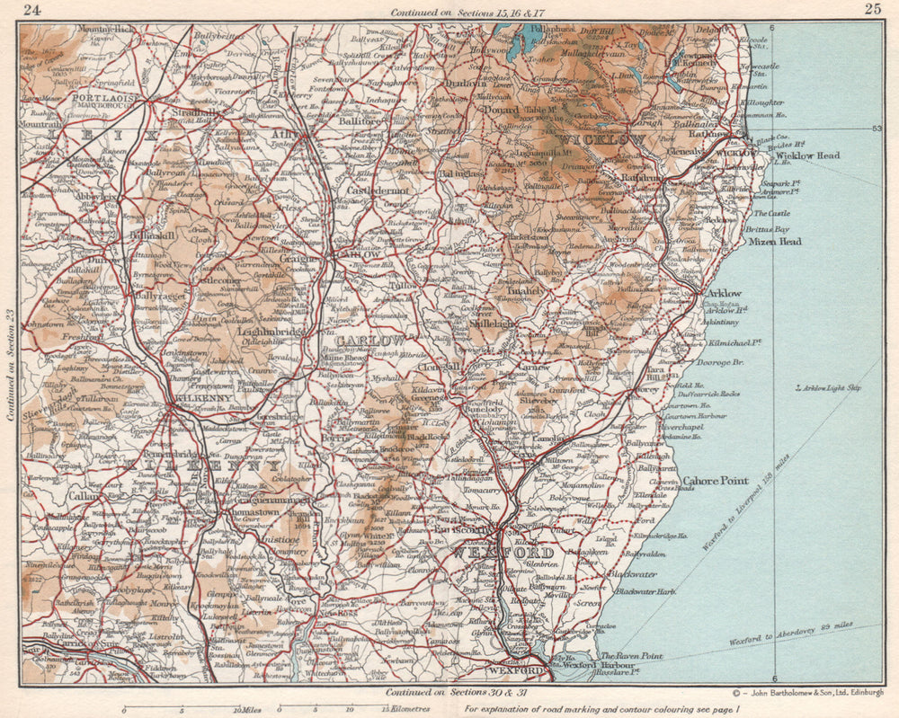 LEINSTER. Wexford Carlow Kilkenny Wicklow Leix/Laois. Vintage map. Ireland 1962