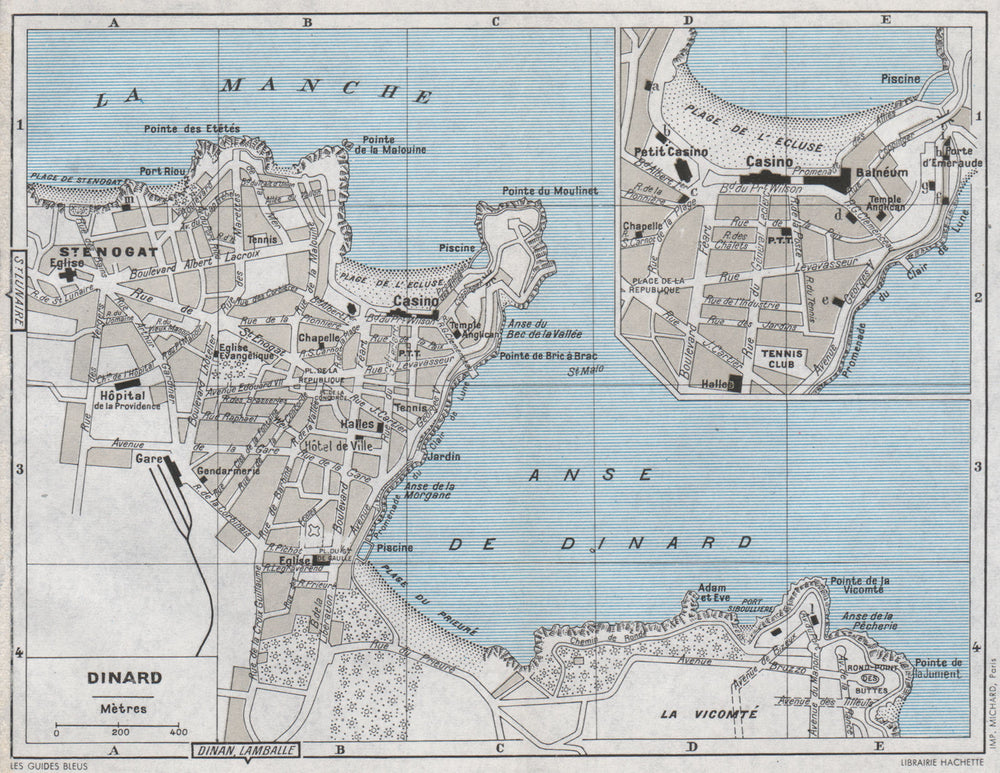 DINARD antique town city plan de la ville. Ille-et-Vilaine 1962 old map