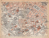 ROMA ROME Palatino Colosseo Celio vintage town city pianta della città 1958 map