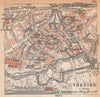 TREVISO vintage town city map plan pianta della città. Italy 1958 old