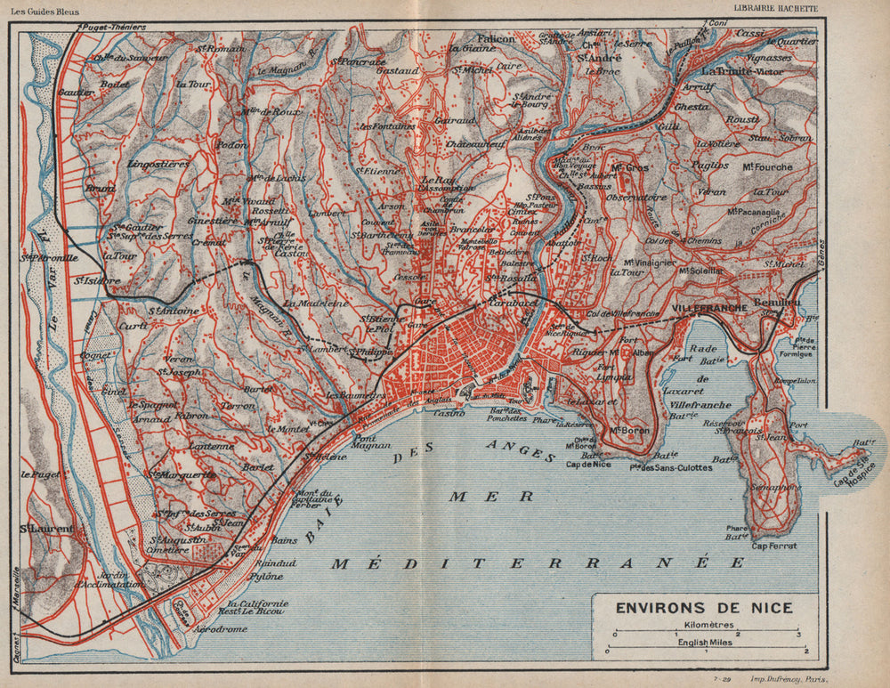 NICE environs. Cap Ferrat Villefranche St Laurent. Alpes-Maritimes 1930 map