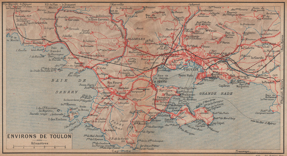TOULON environs. Six-Fours Sanary La Seyne St Mandrier-sur-Mer. Var 1925 map