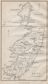 Isles of Iona & Staffa. Scotland 1886 old antique vintage map plan chart