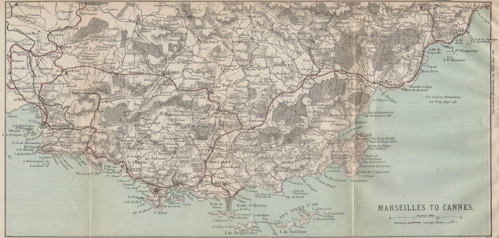 VAR. Marseilles Hyeres Cannes Antibes Porquerolles Bouches-du-Rhône 1890 map