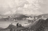 Corfu & Manduchio, from Mount Olivet, Greece 1840 old antique print picture