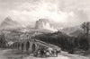 The castle of Cassano, Calabria, Italy 1840 old antique vintage print picture