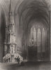 Interior of the cathedral at Ulm, Baden-Württemberg. Danube Donau. BARTLETT 1840