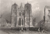 Cathedral in Regensburg, Bavaria. Danube Donau. BARTLETT 1840 old print