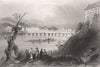 Bridge of Linz, Austria. Danube Donau. BARTLETT 1840 old antique print picture