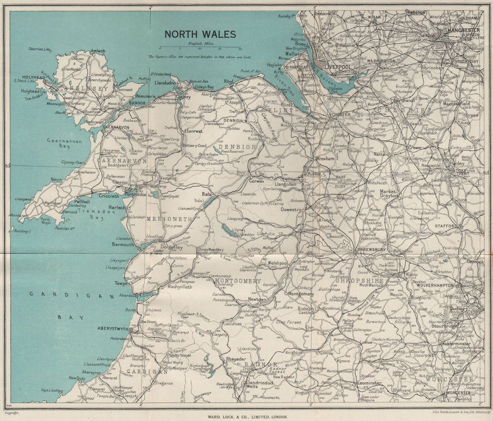 NORTH WALES. Rhyl Flint. WARD LOCK 1950 old vintage map plan chart