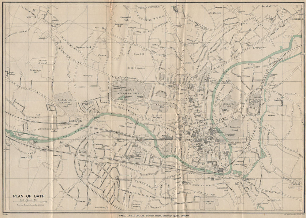BATH vintage town/city plan. Somerset. WARD LOCK 1919 old antique map chart