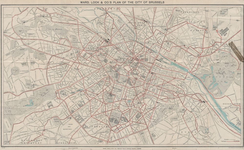 BRUSSELS BRUXELLES vintage town/city plan. Belgium. WARD LOCK 1926 old map