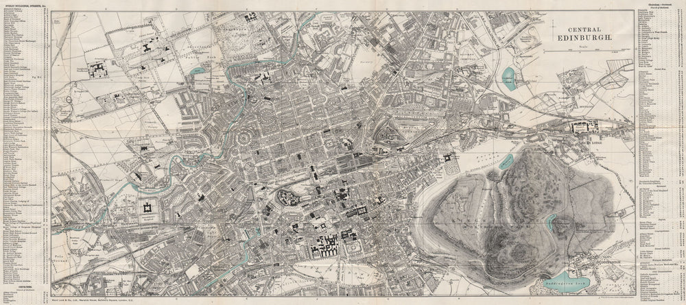 CENTRAL EDINBURGH vintage town/city plan. Scotland. WARD LOCK 1908 old map
