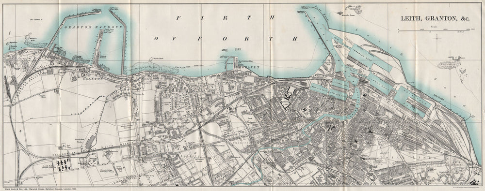LEITH, GRANTON, &C. vintage town/city plan. Scotland. WARD LOCK 1908 old map