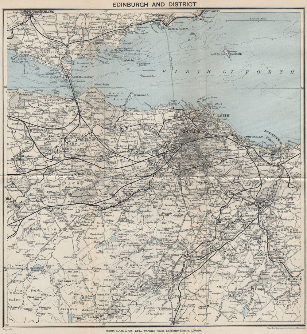 EDINBURGH environs. Portobello Leith Dunfermline Dalkeith. WARD LOCK 1934 map