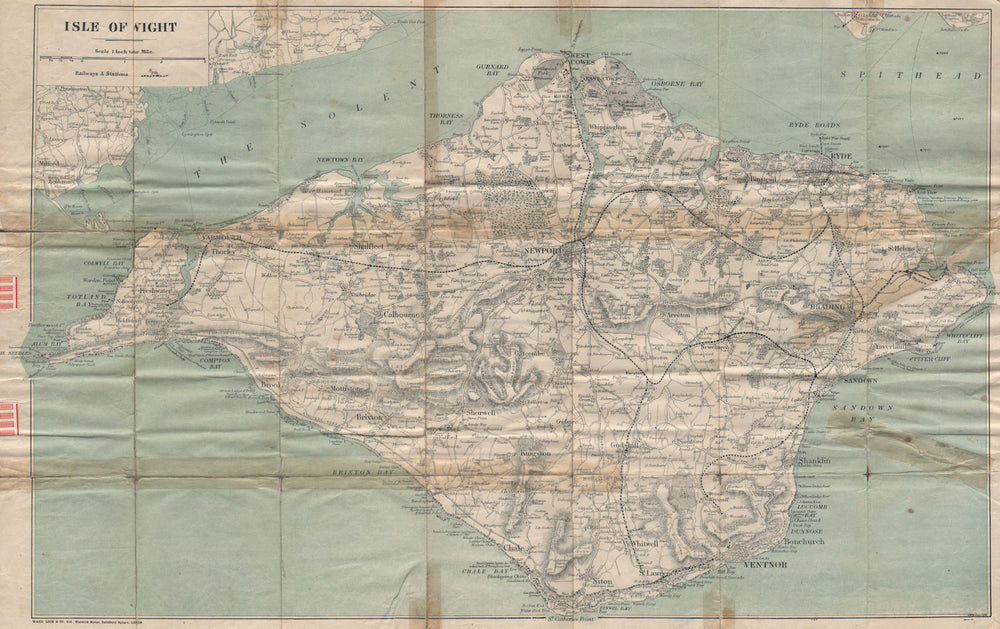 ISLE OF WIGHT. Cowes Ventnor Ryde Newport Sandown Brading. WARD LOCK 1908 map