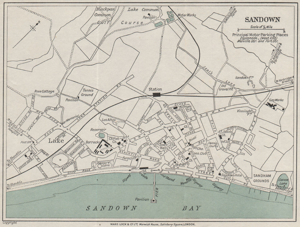 SANDOWN vintage town/city plan. Isle of Wight. WARD LOCK 1932 old vintage map