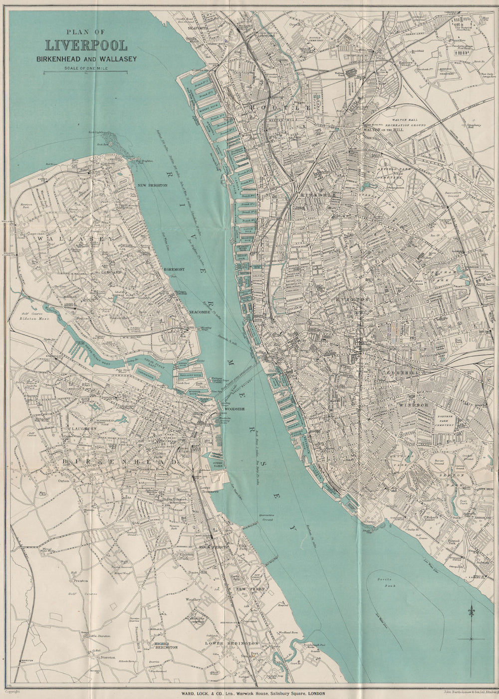 LIVERPOOL BIRKENHEAD WALLASEY vintage town/city plan. WARD LOCK 1936 old map