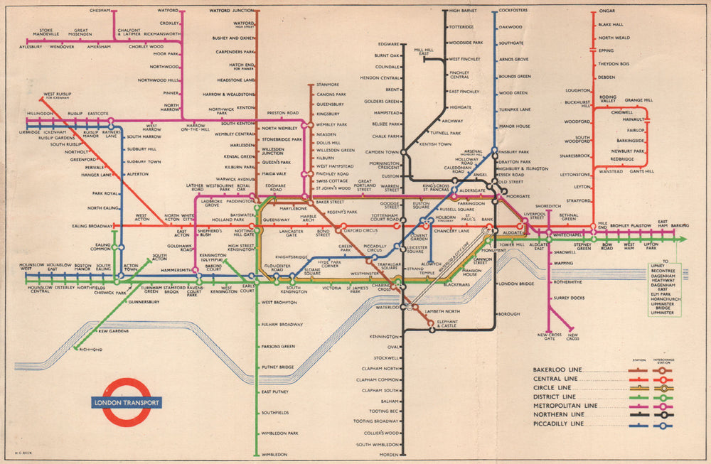 LONDON UNDERGROUND TUBE. South Acton. BECK 1953 old vintage map plan chart