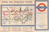 LONDON UNDERGROUND TUBE Central area interchange stations 1953 old vintage map