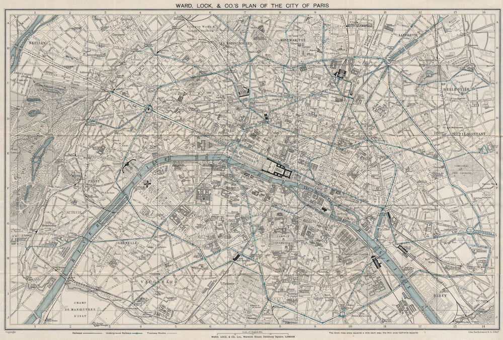 PARIS vintage town/city plan. Paris. WARD LOCK 1911 old antique map chart