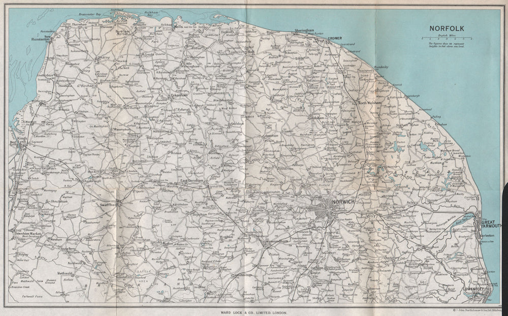 NORFOLK & the Broads. Norwich Great Yarmouth Cromer. WARD LOCK 1965 old map