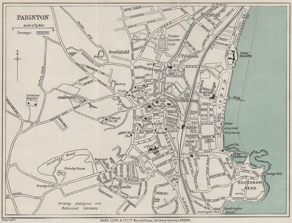 PAIGNTON vintage town/city plan. Devon. WARD LOCK 1931 old vintage map chart