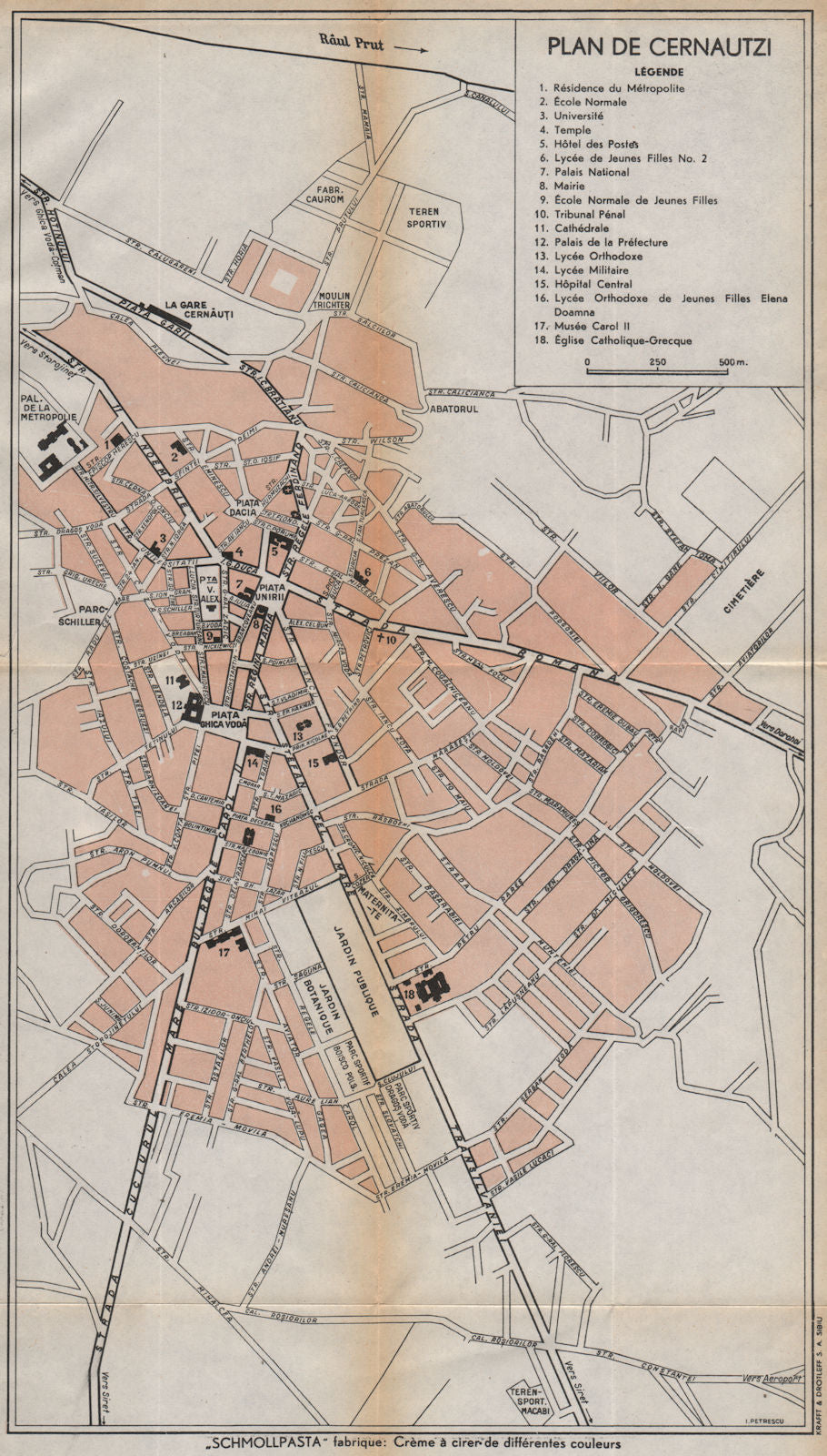 CHERNIVTSI vintage town/city plan. Cernăuți Cernauti. Ukraine 1938 old map