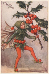 Holly Fairy by Cicely Mary Barker. Autumn Flower Fairies c1935 old print