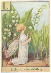 L = Lily-of-the-Valley Fairy. Cicely Mary Barker. Alphabet Flower Fairies c1934