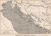 Sketch-Map of the Dalmatian coast, Croatia 1925 old vintage plan chart