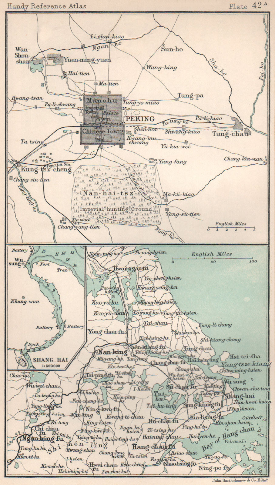 Environs of Peking & Nanking. China. BARTHOLOMEW 1904 old antique map chart