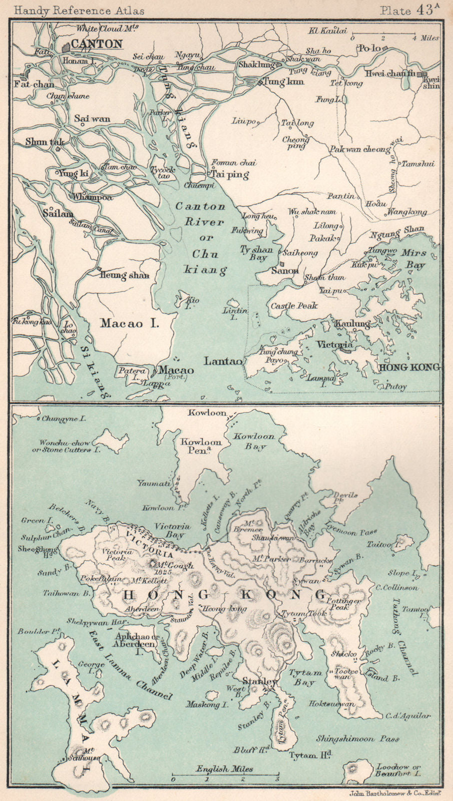 Hong Kong island. Pearl River Estuary. Canton Guangdong. BARTHOLOMEW 1904 map