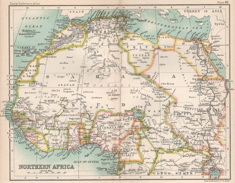 Northern Africa. French West Africa. Ashanti Rio de Oro &c 1904 old map