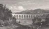 Chirk Aqueduct, Denbighshire, Wales, by Henry Gastineau 1835 old antique print