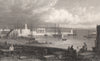 The Harbour, Holyhead, Wales, by Henry Gastineau 1835 old antique print