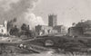 St. David's Cathedral, Pembrokeshire, Wales, by Henry Gastineau 1835 old print