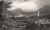 Crickhowell, Brecknockshire, Wales, by Henry Gastineau 1835 old antique print